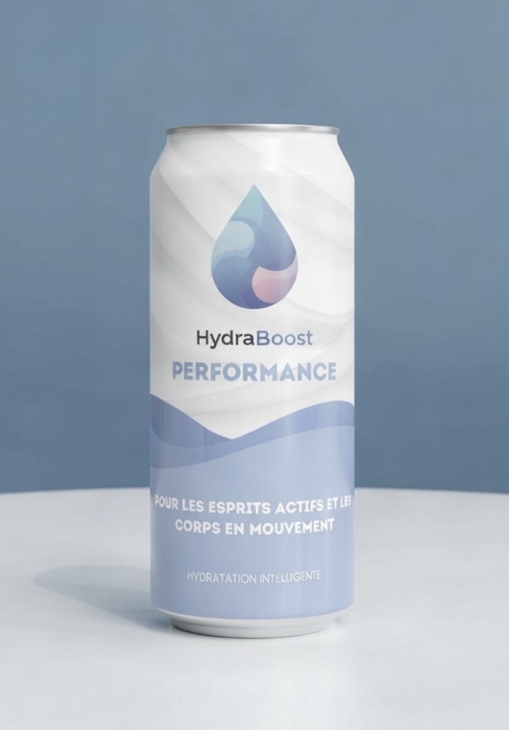Canette hydraboost essentielle en gros plan sur un fond neutre