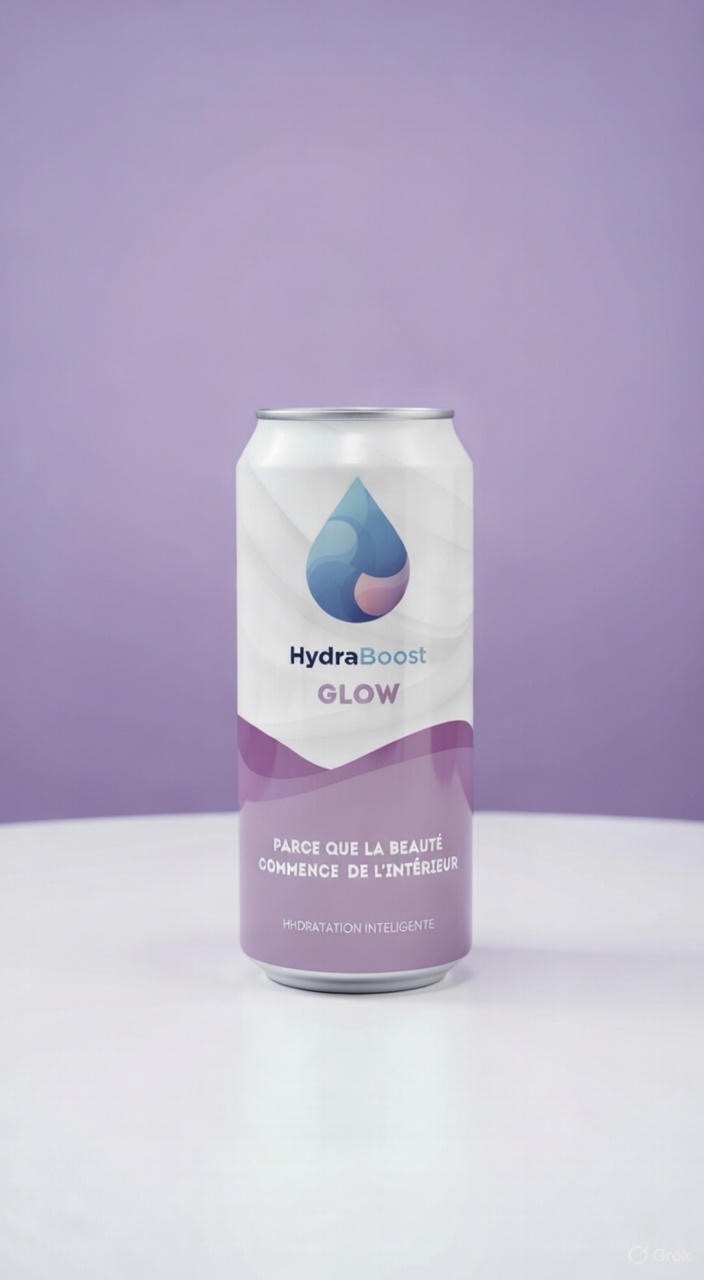 canettes Hydraboost glow avec un fond rose